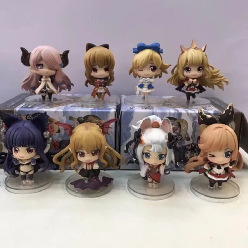 

8pcs Anime Game Granblue Fantasy Mini Action Figures DX Cagliostro Vira Zeta Crystalia Lily Lyria Karakore Lo Mary 5cm PVC Doll