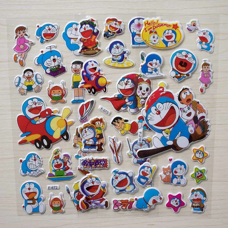 

6 Sheets/lot 3D Puffy Bubble Stickers Cartoon Dora A dream Doraemon Waterpoof DIY Children Kids Boy Girl Toy gift