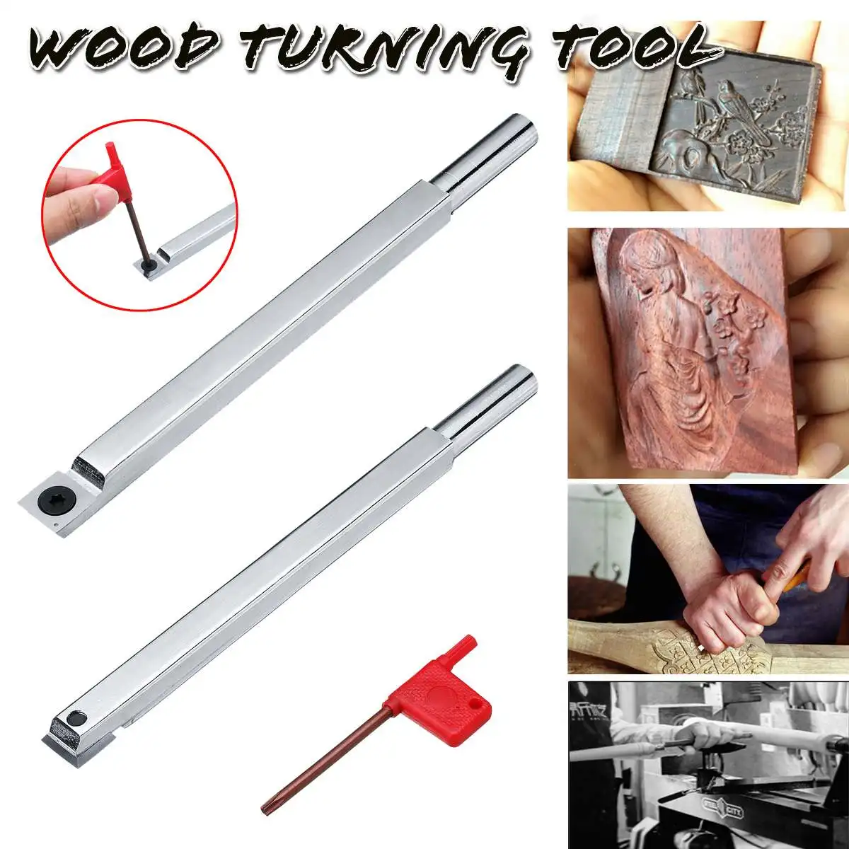 

Wood Turning Tool Chisel Carbide Tip Lathe Tool Insert Cutter Handle Woodworking Tool DIY Wood Rotary Cutter Square Cutter