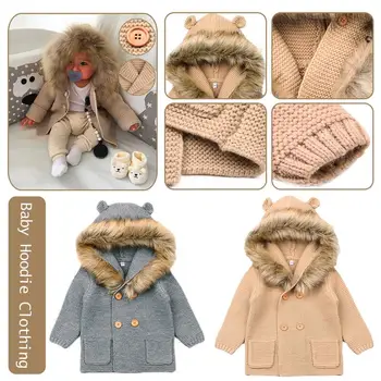 

Baby Winter Warm Sweater Infant Boys Girl Knitted Cardigan Cartoon Bear Children's Long Sleeve Clothing for 6M-24M Baby