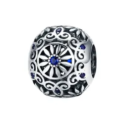 Винтажные подвески-шармы Pandora из стерлингового серебра 925 пробы в форме цветка ромашки, наручные браслеты, ювелирные изделия Scc1119