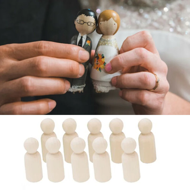 

20Pcs Natural Unfinished Wooden Peg Doll Bodies Men Women Art Craft Kids Toys