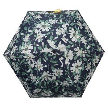 

Pocket Mini Umbrella Windproof And Durable 5 Fold Umbrella Flat Head Portable Portable Umbrella Uv Umbrella Lily Print