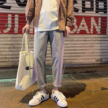 

Spring New Pants Men's Fashion Solid Color Trend Wild Casual Trousers Man Streetwear Hip Hop Loose Straight Pants Male