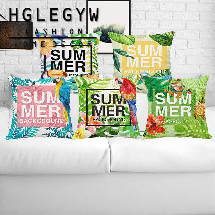 

Tropical Flowers Birds Pillow Case Throw Pillowcase Cotton Linen Printed Pillow Covers For Home Office