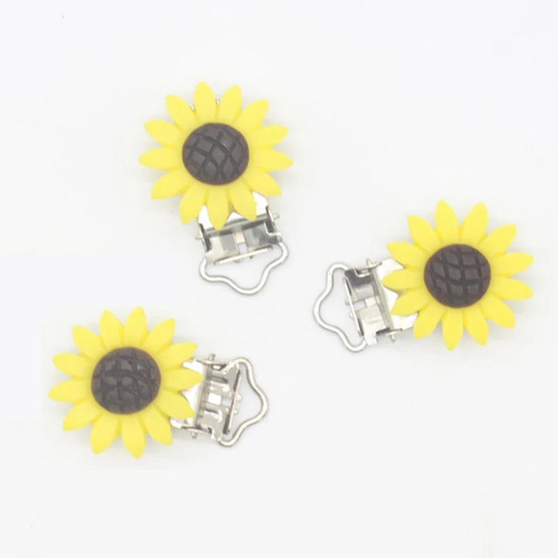 

3 Pcs Daisy Flower Baby Pacifier Clip Metal Dummy Clips Teething Soother Holder Clip Feeding Baby Accessories