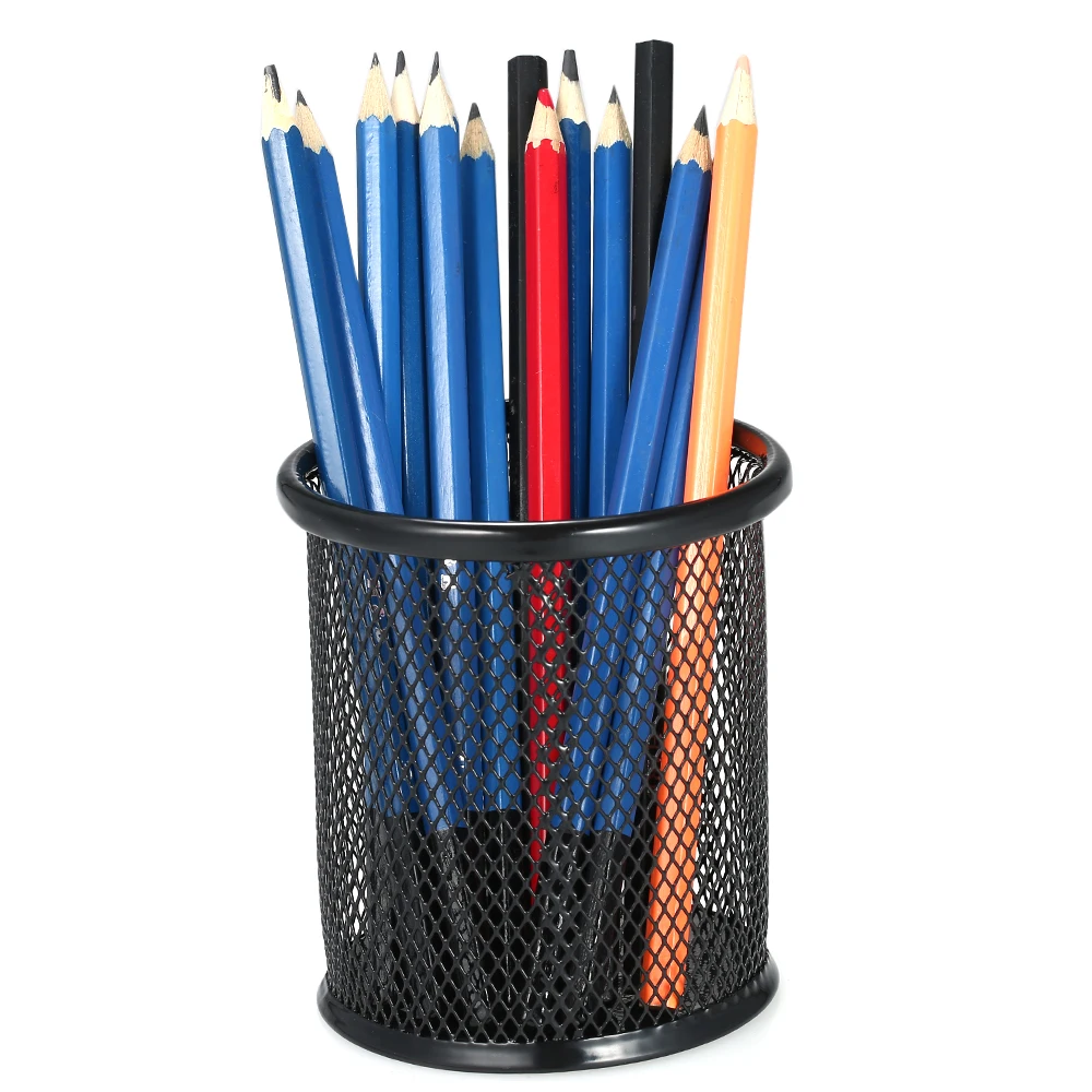Round Metal Desk Pen Holder Office Desk Organizer Pencil ...