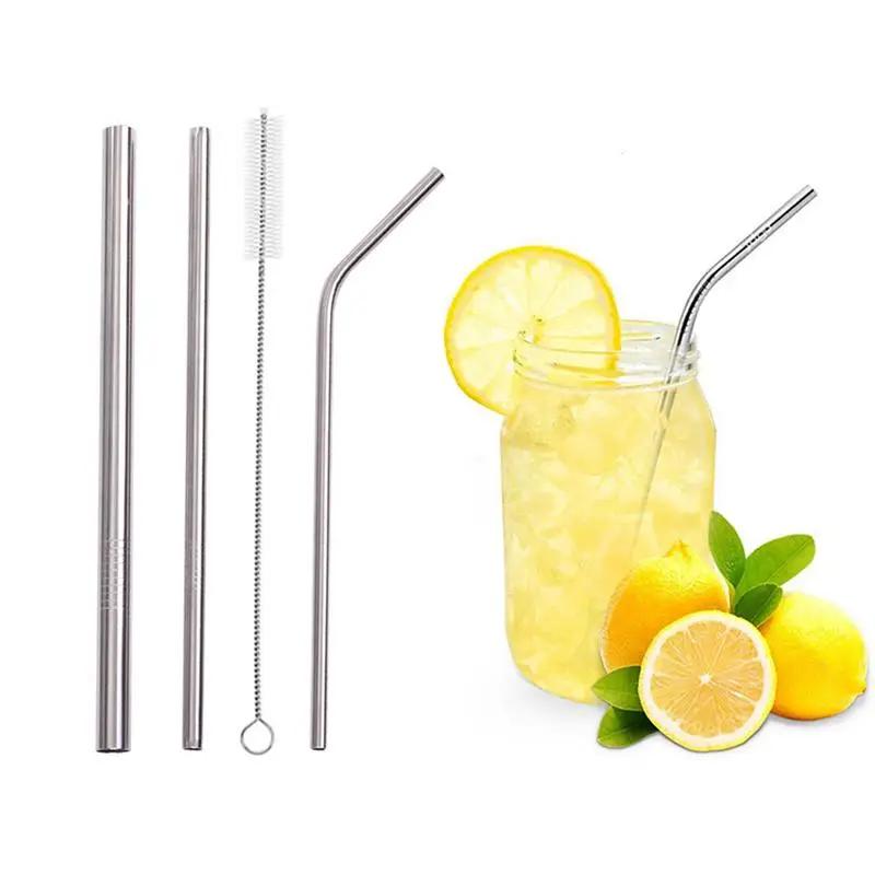 

High Quality Stainless Steel Straws Set Metal Beverage Straws 4 Piece Combination Bag Sets