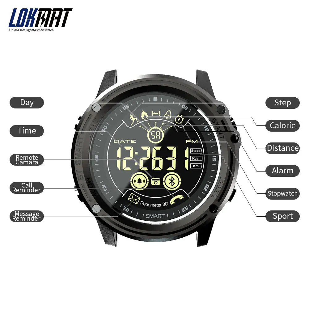 LOKMAT Men's Fashion Smart Watch Sport Pedometer Waterproof Bluetooth Ultra-long Standby Digital Smartwatch For Ios And Android LOKMAT Men's Fashion Smart Watch Sport Pedometer Waterproof Bluetooth Ultra-long Standby Digital Smartwatch For Ios And Android