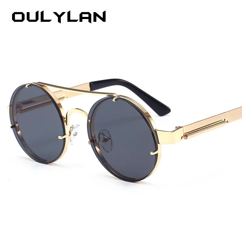 

Oulylan Vintage Round Steampunk Sunglasses Women Men Brand Metal Sun Glasses Ladies UV400 Steam Punk Design Sunglass Male Female
