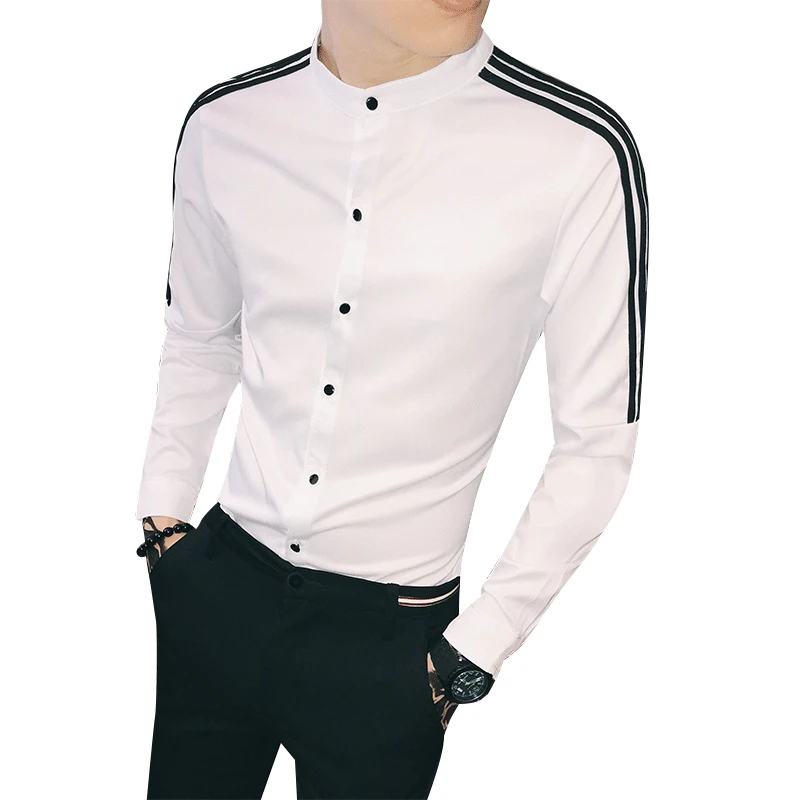 Весенняя Корейская приталенная рубашка с длинным рукавом, уличная Мужская Повседневная рубашка, Мужская Повседневная Клубная рубашка, 5xl
