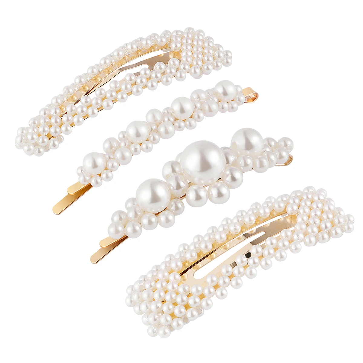 

4PCS Fresh Pearl Fashionable Alloy Simple Exquisite Barrettes Hair Clips Hairpins for Women Ladies Girls