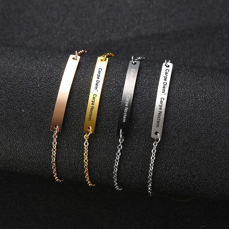 

Personalized Custom Dainty Bar Bracelet Nspirational Assorted Colors Bangle BFF Gifts