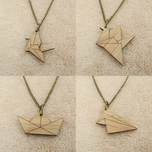 ОРИГАМИ Бумага самолет Лодка кран деревянная цепь ожерелье корабль кулон бамбуковое дерево графические ювелирные изделия морской аксессуар