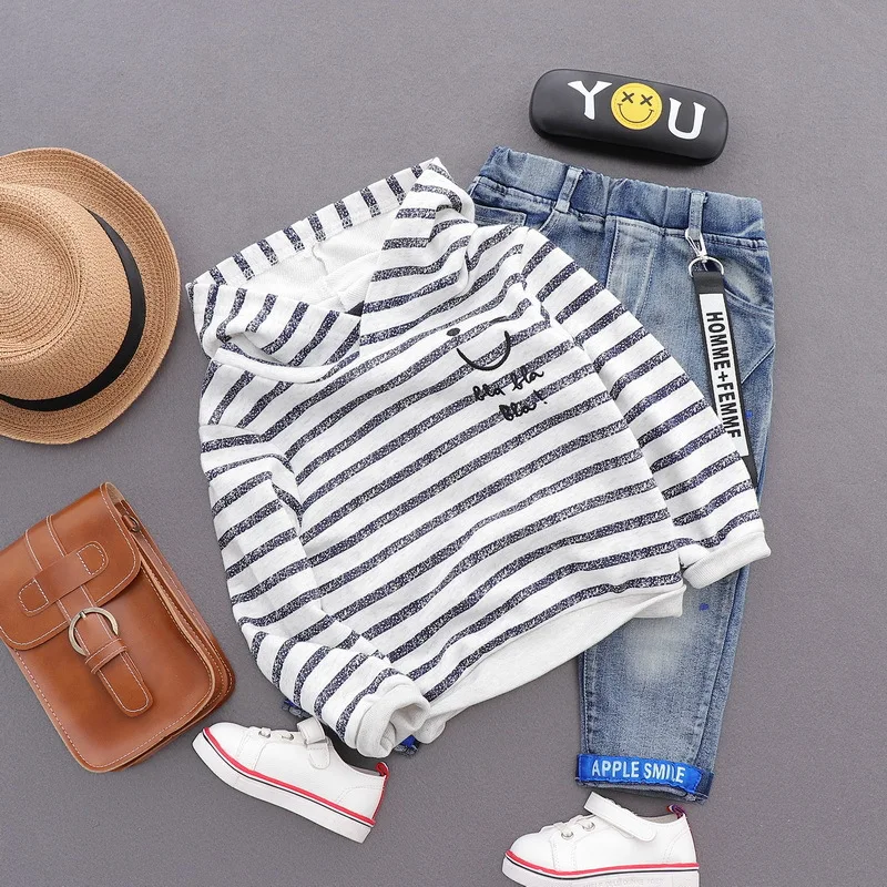 

autumn children's wear boys and girls striped Hooded Sweater baby coat