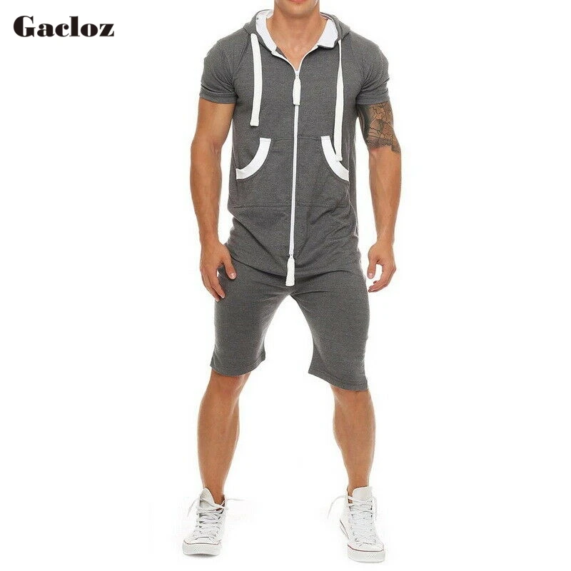 Gacloz мужские короткие комбинезоны для сна взрослых цельные пижамы mono hombre с