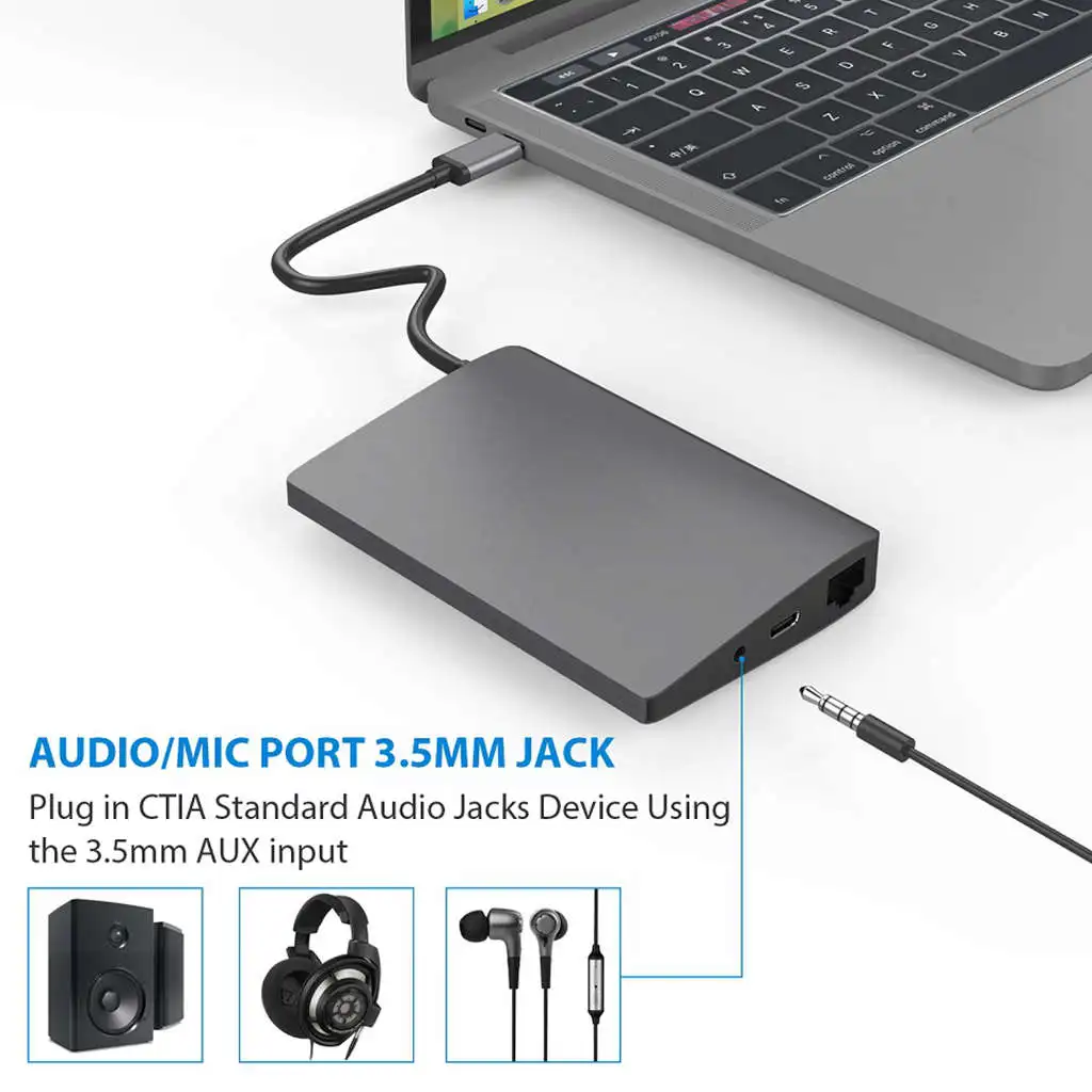 Топ Usb C type адаптер для ноутбука док станция Macbook к Hdmi Mini Dp 4K Rj45 Ethernet 3 0 аудио 5 мм