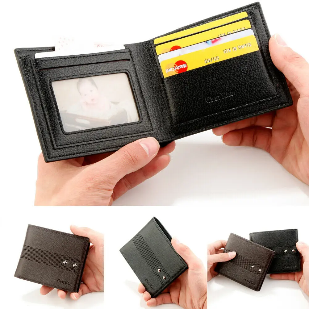 

Mens Thin Leather Bifold Credit Card ID Wallet with Removable Money Clip