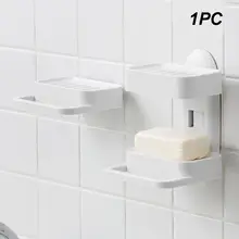 Съемный Удар Бесплатная настенный присоске Ванная комната мыло блюдо Туалет держатель слива