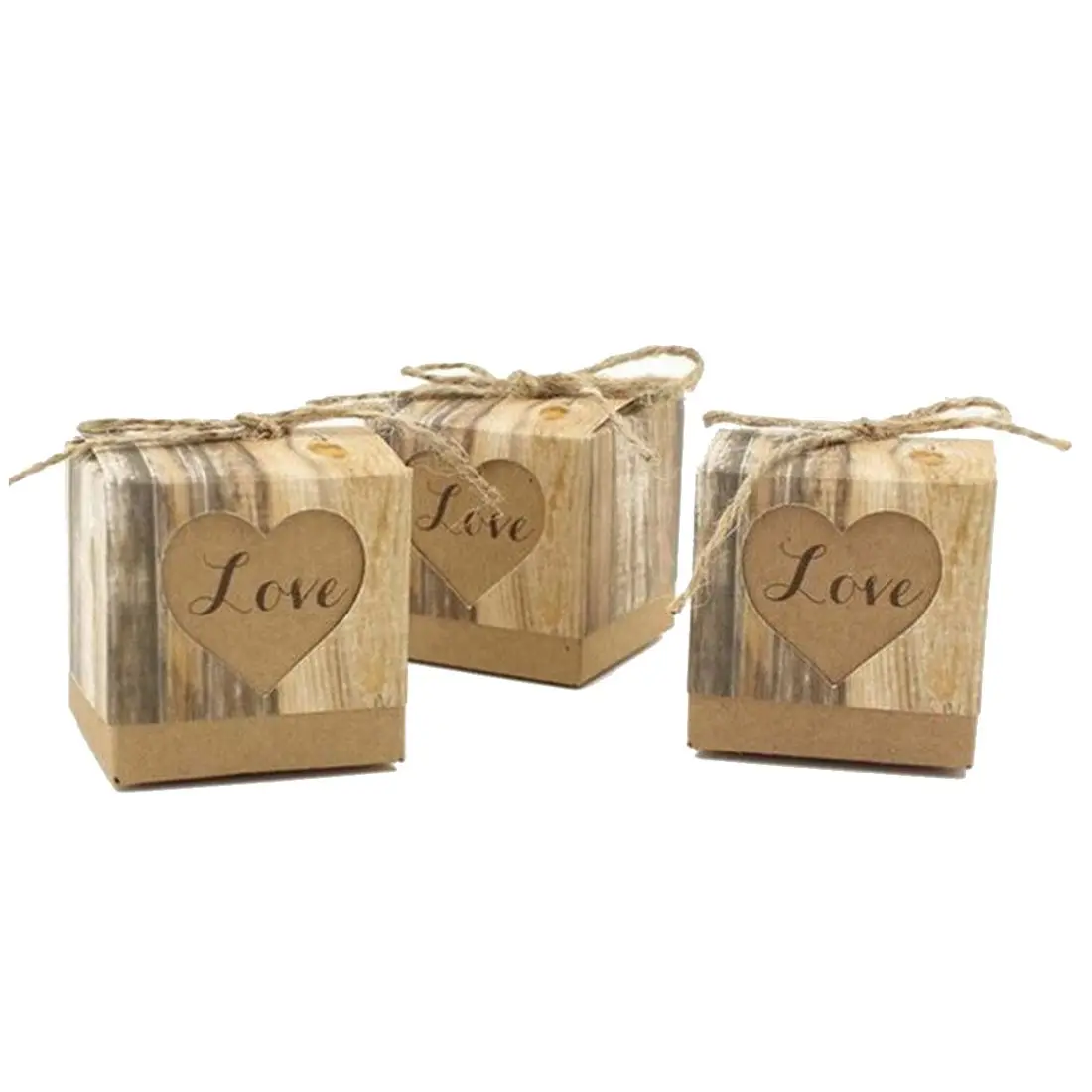 

75PCS Candy Favor Boxes + Burlap Twine Love Heart