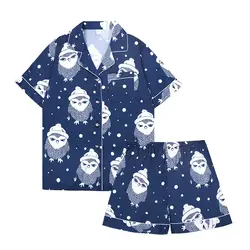 Пижама женская шелковая пижама женская с коротким рукавом шорты домашний сервис комплект из двух предметов Шелковая пижама наборы