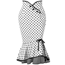 Модная женская одежда, юбка в горошек, Женская облегающая юбка-Русалка с высокой талией, миди, с оборками, официальная юбка, Повседневная