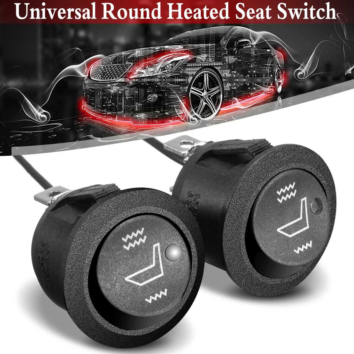 

2Pcs Universal 3 Pins Round Heater Heated Warmer Car Auto Seat Rocker Switch High Low Off Control Heated Control Button Switch