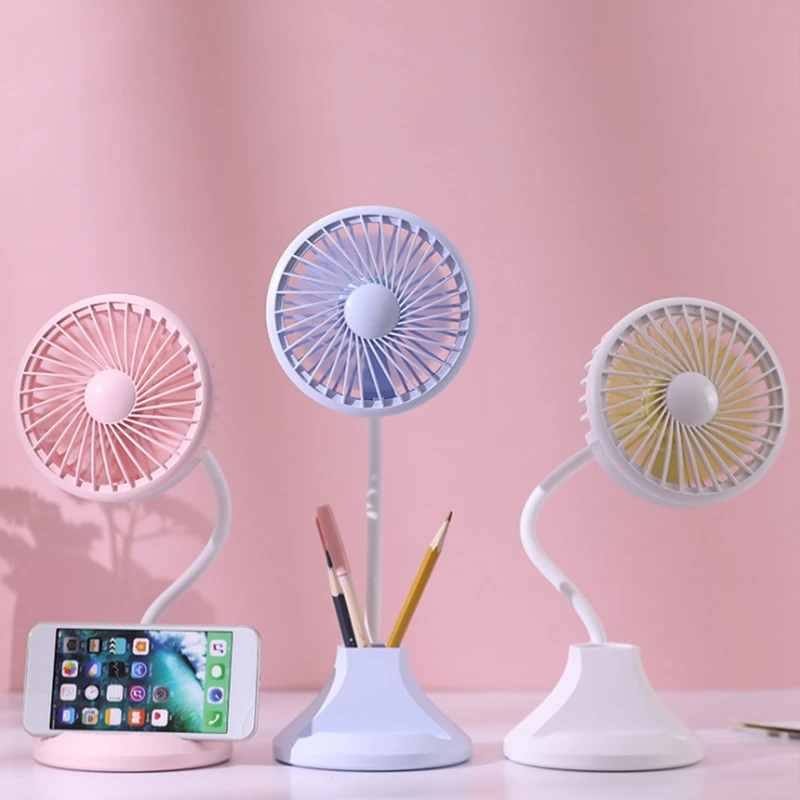 USB Rechargeable Desktop Desk Lamp Fan Student Learning Multi-Function Pen Holder Table Lamp Fan For Home Office Best Gift