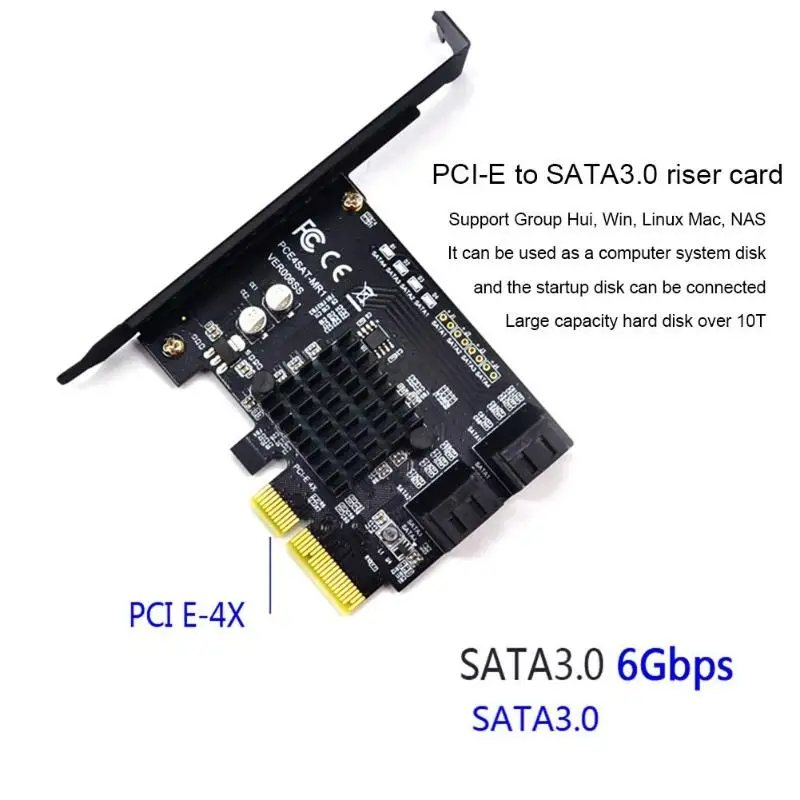 SATA 3,0 карта расширения для PCI-E 4 порта 6G высокоскоростная карта адаптера 88SE9230 RAID карта