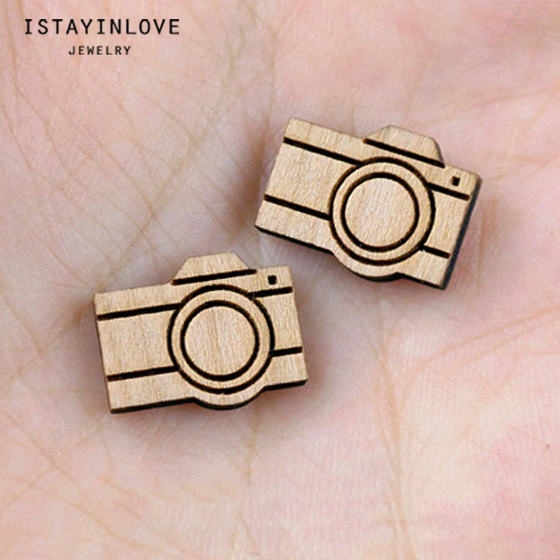 

Handmade Jewelry Making Supplies Beads Laser Cut Wooden Camera Charm For DIY Necklace Earrings Brooch Ring SWC10 4