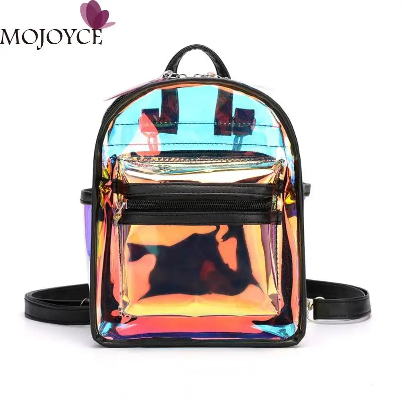 

2019 New Summer Girls PVC Mini 2pcs/set Clear Laser Backpacks Women Shoulder Crossbody Small School Bags Zipper Clutch