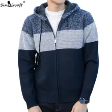 Knitting Thick Zip Hooded 2018 Men's Sweaters Autumn Winter Warm Cashmere Wool Zipper Pullover Man Sweaters Sweater Men Clothes
