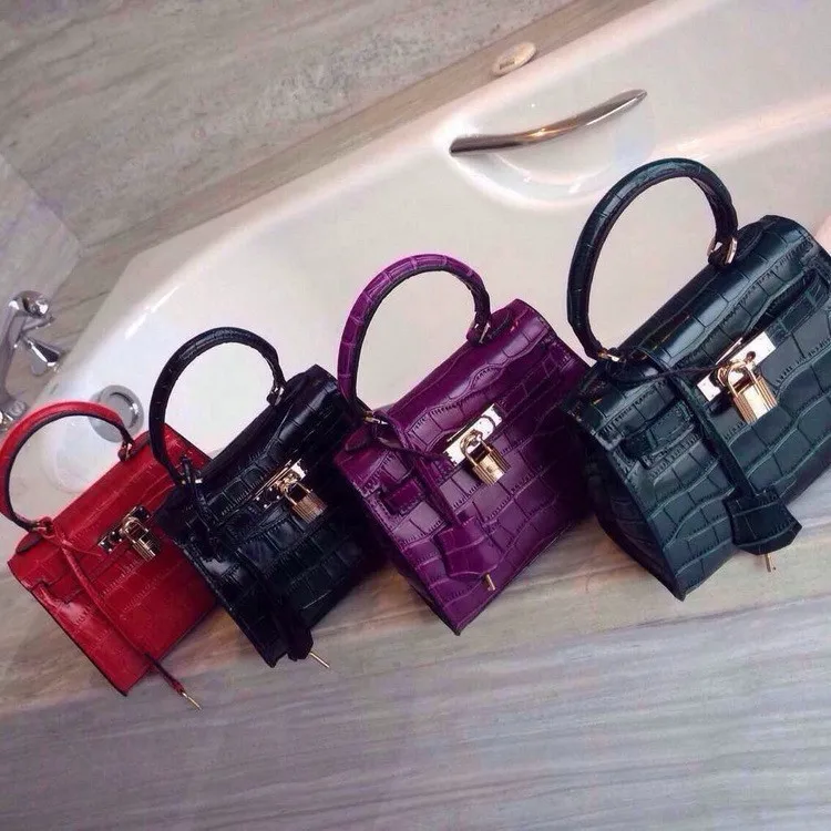

2019 Leather Crocodile Pattern Kelly Shoulder Bag Woman Temperament Retro Handbag Fashion Mini Messenger Bag bolsas feminina