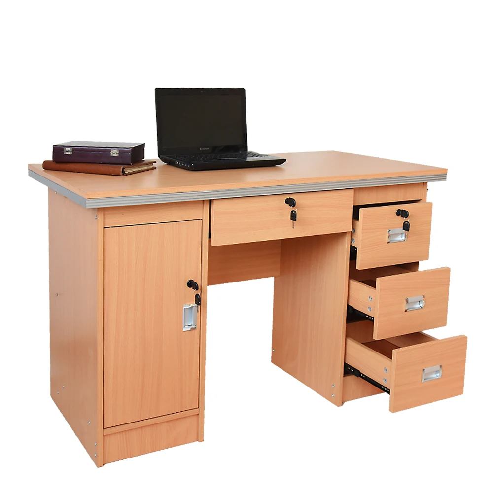 Panana Lockable Computer Desk With Cabinet W 3 Drawers Pc Writing