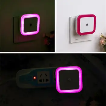 

Light Sensor AUTO Control Mini Night Light EU US Plug Novelty Square Baby kids Bedroom lamp moon Romantic Colorful Lights bulbs