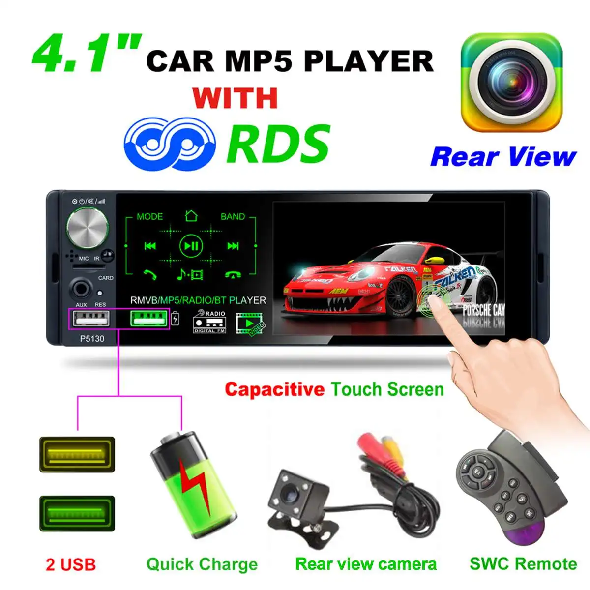 

Car Radio 4.1" 1080P Autoradio Car Multimedia bluetooth FM/USB/AUX MP5 Player Car Backup Monitor Rearview Camera