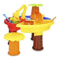 Детский песок вода круглый стол пляжные инструменты игрушка безопасный пластиковый пляж/песок игрушка четыре сетки Различные песочные