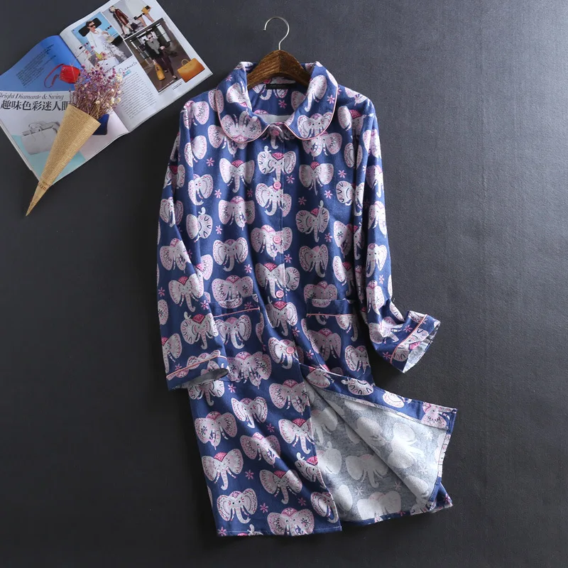 

100% Cotton Velvet Women's Long Robe Knitted Batas De Dormir Mujer Cartoon Long Sleeve Bathrobe Plus Size Women Sexy Long Robe