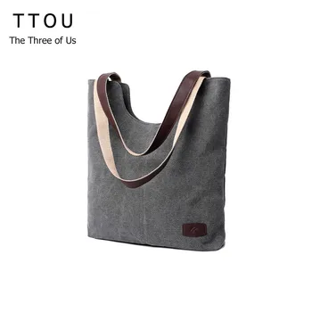 

TTOU Pure Color High Quality Canvas Women Handbag Design Famous Brands Women Bag Female Tote Lady Luxury Women Shoulder Bags