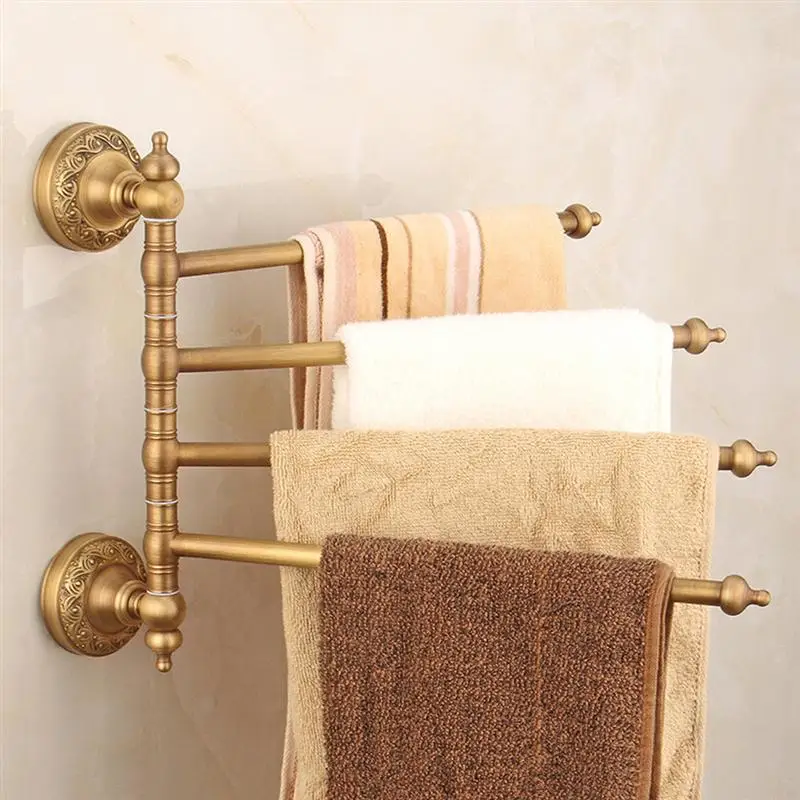 Bathroom Holder Towel Rack Antique Brass Rotatable Retro Towel Holder ...