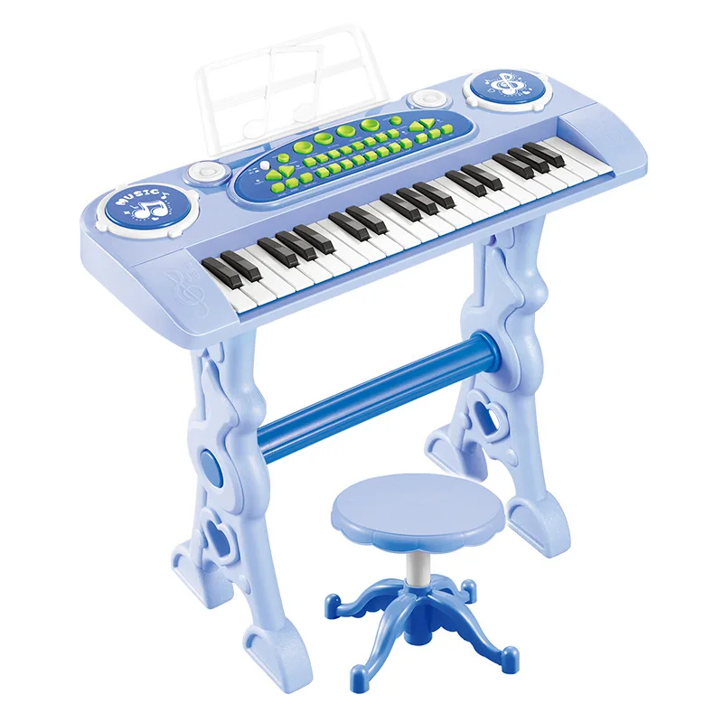 

37 Keys Electronic Keyboard Piano with Microphone Adapter Chair Double Power-Adapter Volume Control Auto Sleep Electronic Organ