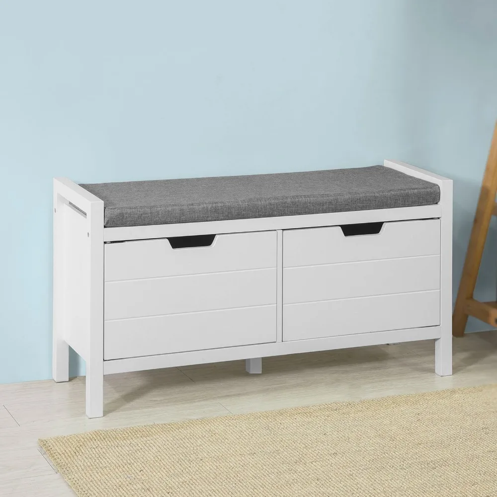 SoBuy® FSR63-W Shoe Bench Rack Cabinet Hallway Storage Bench with Seat Cushion SoBuy® FSR63-W Shoe Bench Rack Cabinet Hallway Storage Bench with Seat Cushion
