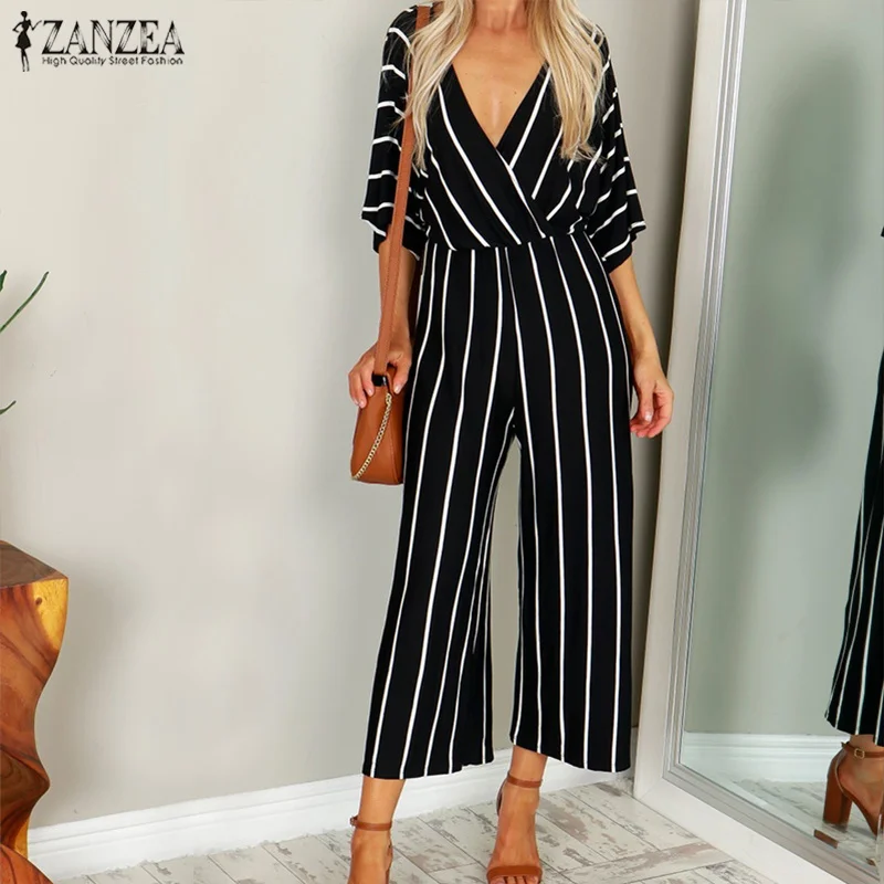 ZANZEA 2019 Elegant Women Wide Leg Jumpsuit Office Lady