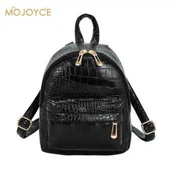 

Vintage Crocodile Pattern PU Leather Backpac Mini Backpack Zipper Fashion Dayback Shoulder Bags Sac A Dos Mochila Feminina