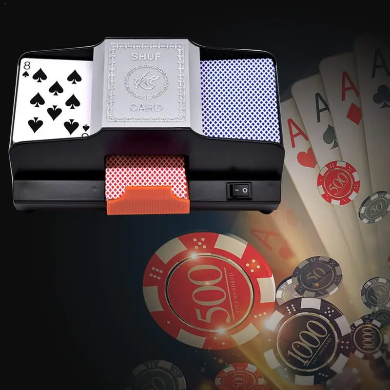 

Professional Card Shuffler 1 - 2 Decks High Speed Automatic Plastic Shuffling Machine Playing Card Games Shuffler