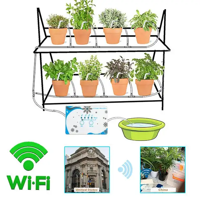 Best Price WIFI Mobile phone Control Garden Automatic Drip Irrigation System Watering Device Succulents Plant Water Pump Timer System