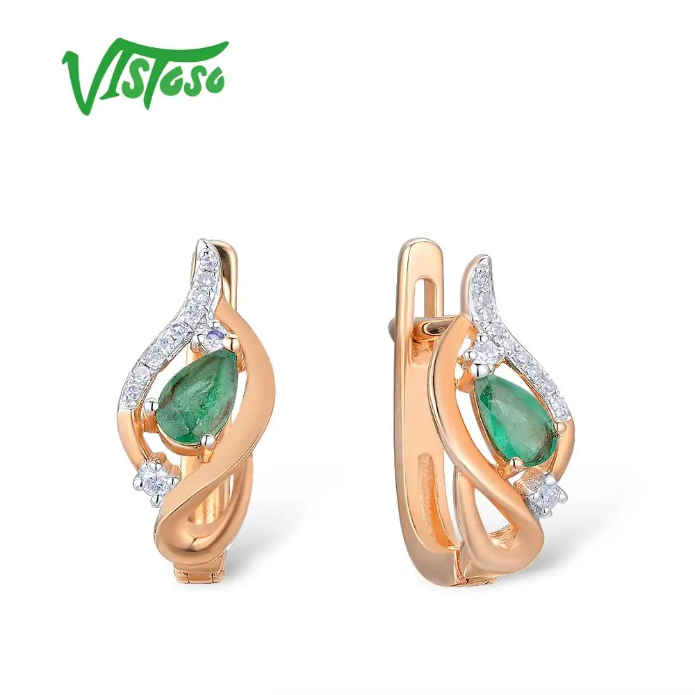 VISTOSO золотые серьги для женщин 14K 585 розовое золото Гламурные элегантные