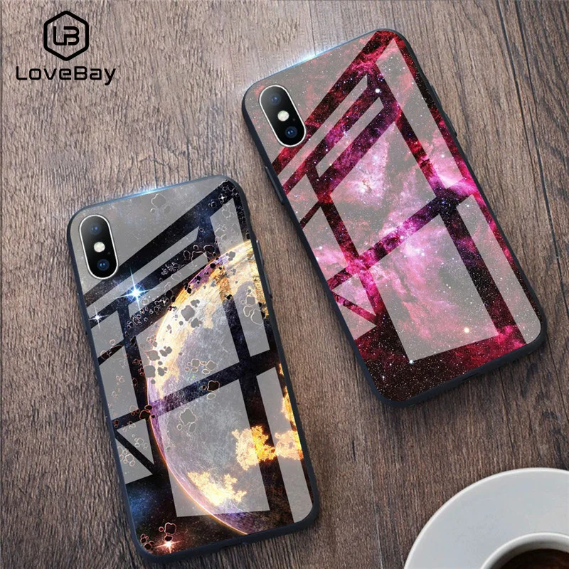 Lovebay Mobile Phone Case Cover Beautiful Space Planet For iPhone 6 6S 7 8 Plus X XS Max XR Tempered Glass Earth |