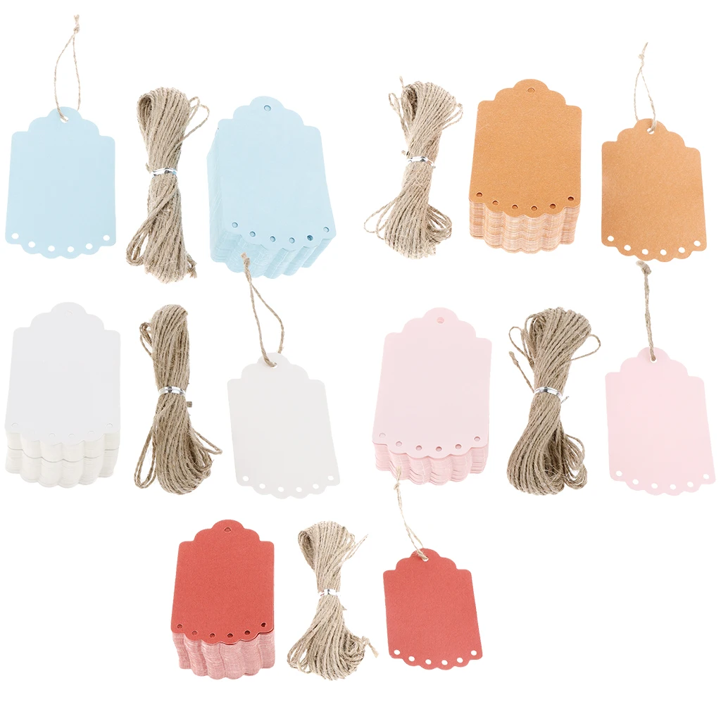 

100pcs Retro Gift Paper Tags with Hole Price Luggage Tags Name Place Cards Hanging Sign for Easter Gift Wrapping