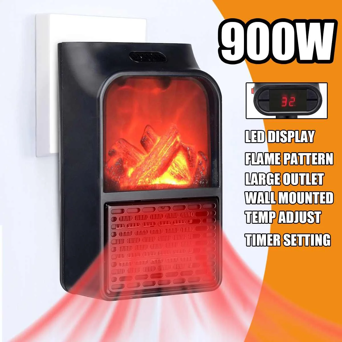 900w Newest Remote Control Stove Fan Heater Desktop Electric